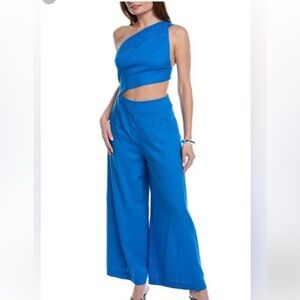 FARM Rio Asymmetric Linen-Blend Jumpsuit
